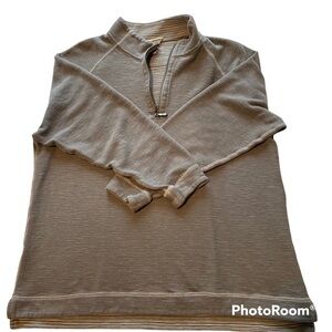 Tommy Bahama Reversible gray striped top 1/4 zip long sleeve pullover XXL